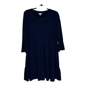 Crown & Ivy Navy Blue Tiered Ruffle Long Sleeve Casual Dress XL